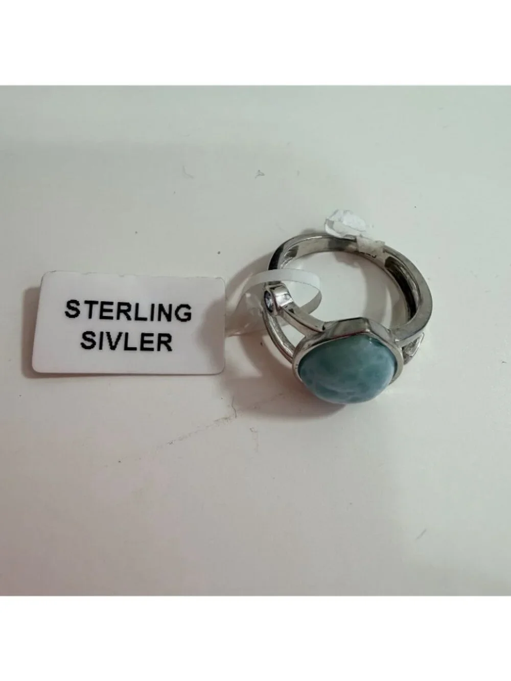 Larimar Gemstone On Sterling Silver Ring Size 6